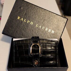 Beautiful Ralph Lauren Icons Black Croc Wallet - New In Original Box